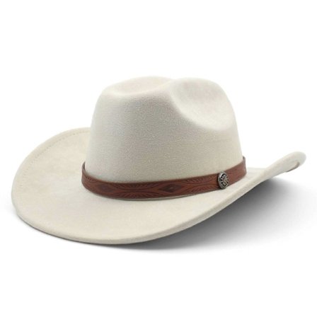 Unisex Western Cowboyhatt med bred brem i semsket skinn, Cattleman-stil for menn og kvinner [D]
