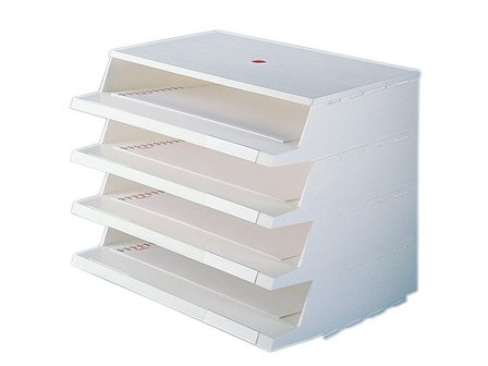 Twinco Brevkorg Panorama 4 delar vit - Lyreco - Kontorsmaterial - Till skrivbordet - Brevkorgar