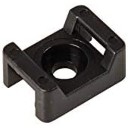 100 stk. Sorte Kabelbinderbaser - 4mm (M4) Skruehul - Sadelkabelbinderbeslag