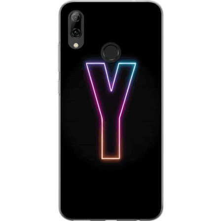 Yhteensopiva Puhelinkuori Huawei Huawei P smart 2019 Minimalistinen neonkirjain Y värinvaihtuvassa valossa mustaa taustaa vasten