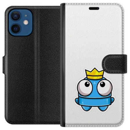 Kompatibelt Lommeboketui til Apple Apple iPhone 12 mini Blå tegneseriefigur med krone og store øyne i leken kongelig stil