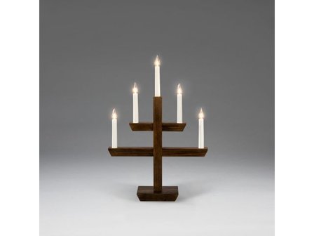 KONSTSMIDE Elljusstake 5 ljus 35x48cm trä brun - Lyreco - Kontorsmöbler och inredning > Lampor och belysning > Ljusstakar