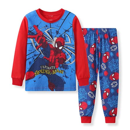 Spiderman Kids Boys Batman Pyjamat Pitkähihainen T-paita Housut Uniasu Pjs Set Super Hero Pyjamat 3-7 Vuotta Sininen
