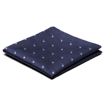 Pochette de costume bleu marine à motifs de rennes de Noël pour hommes - Cravates de Noël
