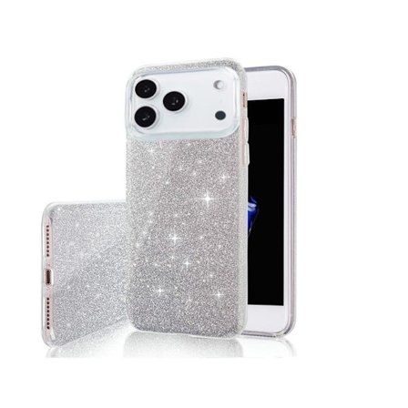 iPhone 17 Pro Max - 3in1 Glitter Elegant Mjuk Skal Silver