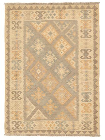 Orientalischer Hell Nomad Kelim Teppich 157X213 Orange/Beige Wolle, Persien