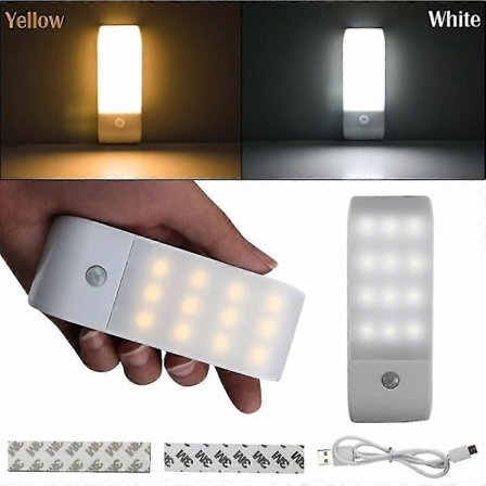 12 LED Vaatekaapin Yövalo PIR Infrapuna Kiinnitettävä Ladattava USB Liiketunnistin Induktio Sensori Kaappi Käytävä Lamppu