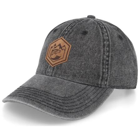 Skillfish - Trout Patch 382 Snow Washed Black Denim Dad Cap Unconstructed Black Cap - @ Hatstore