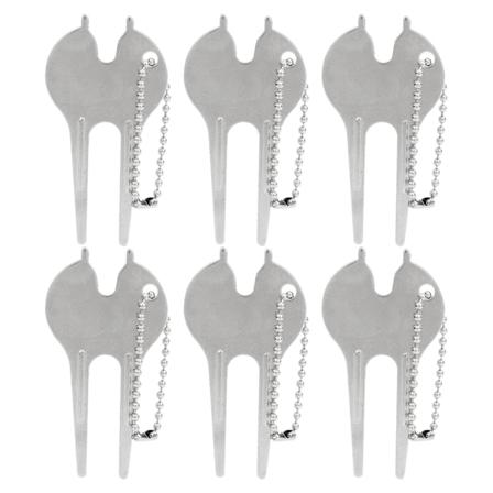 6 stk. Golf Green Divot Tool Bærbar Zink Legering Græs Reparation Gaffel Bold Markør Tilbehør