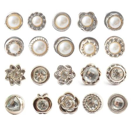20 stk. Dame Skjorte Brosje Knapper Perle Ingen Sy Knapp Nåler Sikkerhet Rhinestones Mini Brosje Nåler