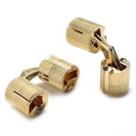 Messing Skjulte Hængsler, 6 stk Skjulte Cylinderhængsler 180 Graders Åbningsvinkel Usynlig Smykkeskrin Hængsel DIY Håndværk Tilbehør (10mm, Guld)