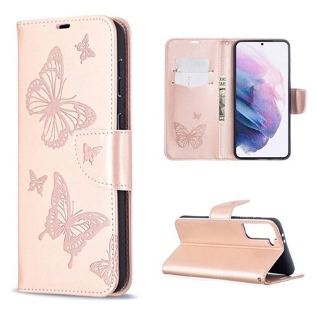 Butterfly Samsung Galaxy S21 Plus 5G nahkakotelo - Kulta