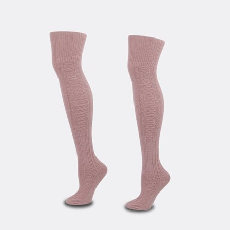 Naisten Reisi-Korkeat Sukat Ylimääräisen Pitkät Puuvilla Neuleet Lämpimät Paksu Pitkät Saappaat Sukat Jalkasuojat - Vaaleanpunainen