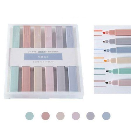 Black Friday 6 stk. Overstregningstusser til noter - Pen - MultiColor Sæt 2 - Blå