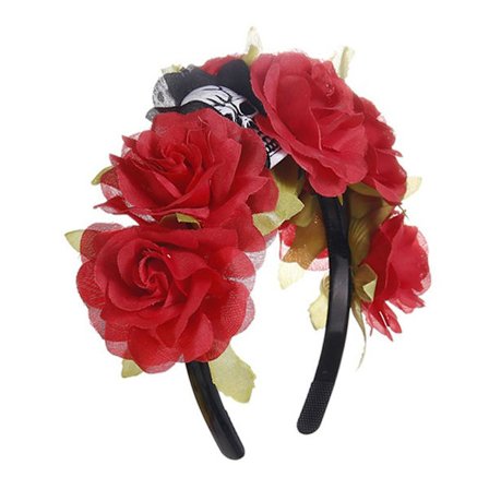 Til kreativt hårbøjle stort blomsterhårbøjle pandebånd med kraniehovedbeklædning hårtilbehør gave til Halloween jul