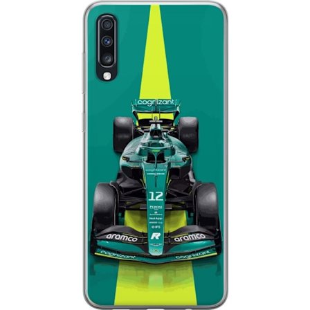 Yhteensopiva Puhelinkuori Samsung Samsung Galaxy A70 Aston Martinin Formula 1 -auto vihreässä kilpailumuotoilussa, jossa on moderni studiosentuntma