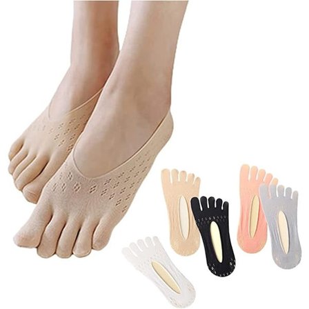 5 par - Tåstrømper - Tåstrømper - Usynlige - Usynlige strømper - Yoga-strømper med fuld tå til kvinder