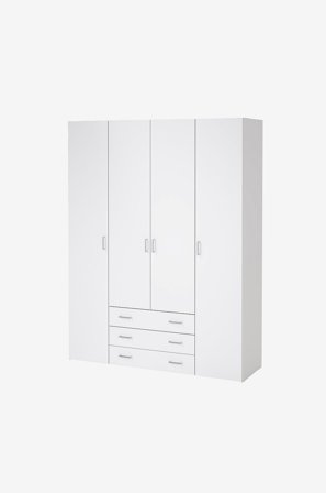 Tvilum - Space Garderob med 4 dörrar + 3 lådor (200) - Paket - Vit - Garderober - Från Homeroom