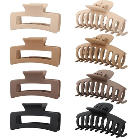 Hårklemmer til Kvinder Kort Tyndt Hår 8,5 cm (3,35 tommer), Hårklemmer til Piger Langt Tykt Hår Stærkt Greb 8 Stykker Neutral Farve