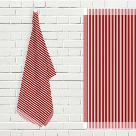 Set med röda och vita KENT kökshanddukar i bomull, från Soleil d'ocre