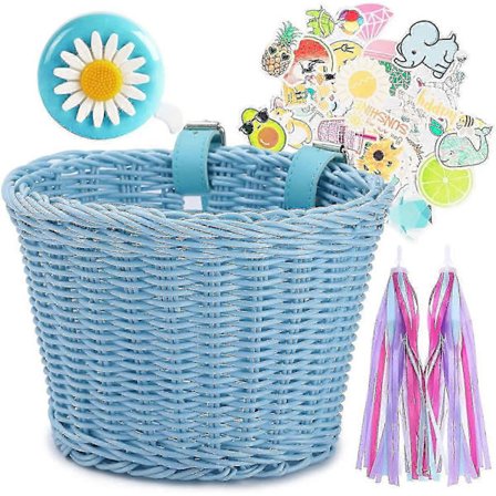 Cykeklkorg Kompatibel med Barn Cykel Tillbehör Vävd Korg Cykelkorg Med Styrelbanderoller