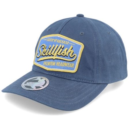 Skillfish - Blå unconstructed Keps - Premium Fishing 436 Waxed Cotton Light Navy Dad Cap @ Hatstore