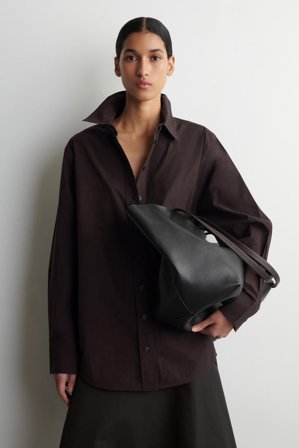 COS Women's Tailored Pima Cotton Shirt in Brown