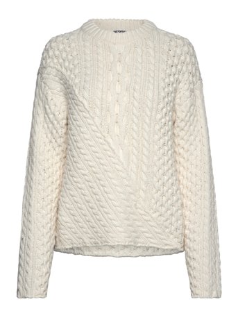 Weekday Cable Knit Sweater - White - S