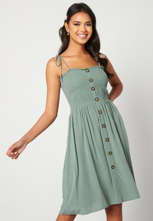 ONLY Annika S/L Smock Dress Chinois Green Klær