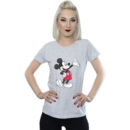 Disney Dam/Damer Traditionell Wave Mickey Mouse Boyfriend T-shirt Sports Grey S