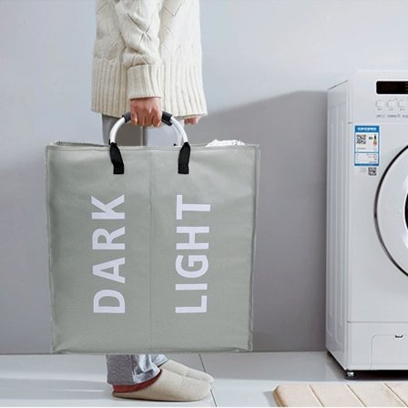 *Hopfällbar tvättkorg 2 fack Stor tvättkorg Vatten*