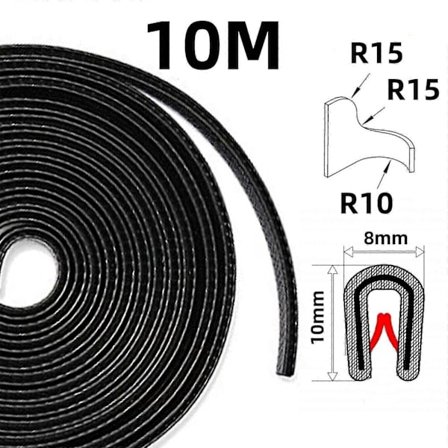 10m Reunasuoja Reunasuojaprofiili musta Keder-nauha Puristusprofiili Kumi