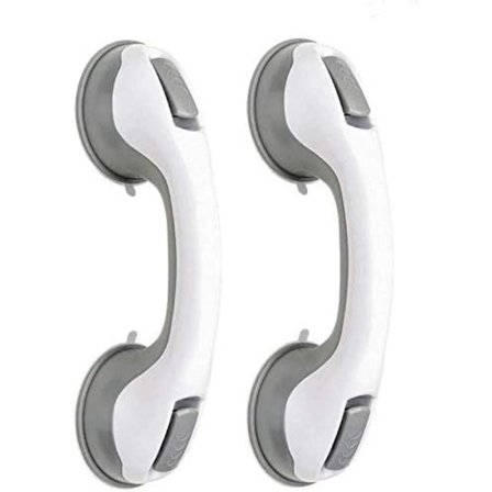 2 stk sikkerhetshåndtak for badekar/håndtak/dusjsugekopp for baderom + WC (grå)