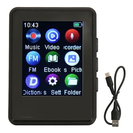 Bluetooth 5.0 MP3-afspiller 1.77 tommer fuld berøringsskærm HiFi-lyd musikafspiller FM-radio E-bog stemmeoptager