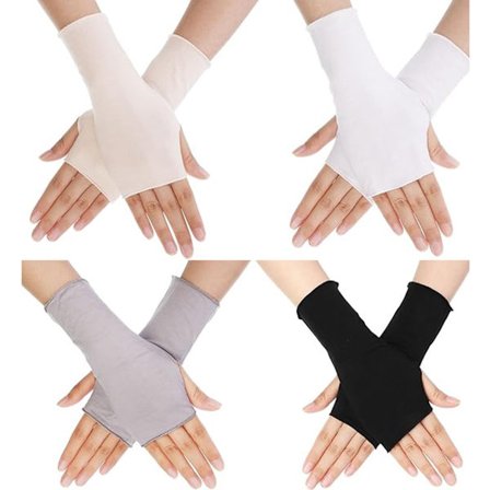 4 paria kesäisiä aurinkosuojakäsineitä sormettomat käsineet UV-suoja sormettomat käsineet puuvillaiset ranteenpituiset käsineet aurinkosuojakäsineet 