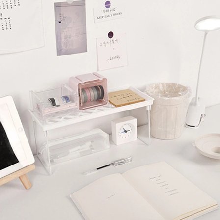 Sovsal Förvaringshylla Stark PP Metall Hopfällbar Design Enkel Stil Skrivbordsdisplayhylla för Hem Sovsal Kontor Vit S