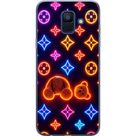 Kompatibelt Mobilskal till Samsung Samsung Galaxy A6 (2018) Neonfärgat lyxmönster med glödande nalle i pop art-estetik