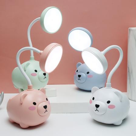Sovrum Nattljus Tecknad Gris Usb Bordslampa Pennhållare