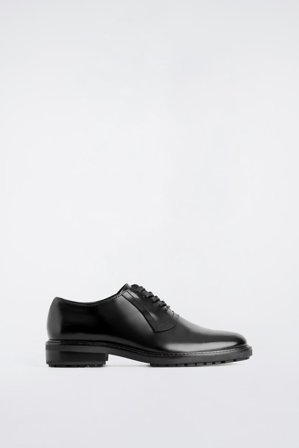 COS Men's Leather Oxford Shoes in Black