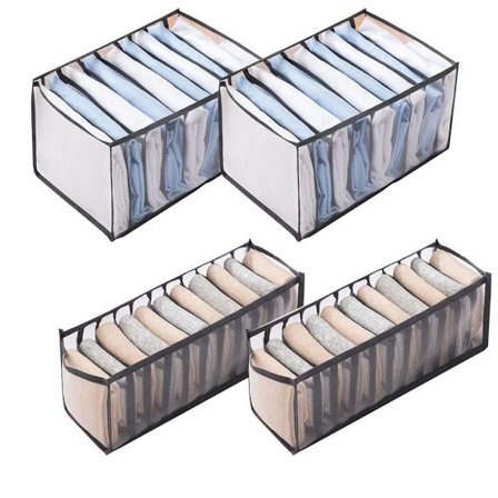 4 stk gjennomsiktige fleksible skuffesorterere for grå