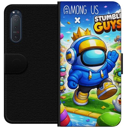 Kompatibelt Plånboksfodral till Sony Sony Xperia 5 II Juventus klubbemblem i svart och vitt med tre guldstjärnor, stilrent sportmotiv med borstad te