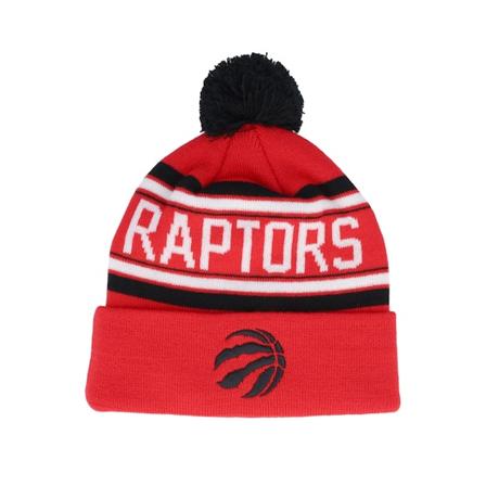 Outerstuff - NBA Red pom Beanie - Kids Toronto Raptors Jacquard Cuffed Knit Red Pom @ Hatstore