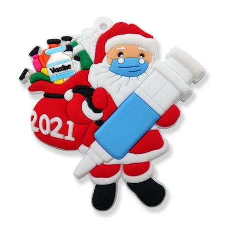 Rolig Julgransdekoration Corona 2021 Mask Vaccin Gåva Minne Multicolor Santa Claus With Needle