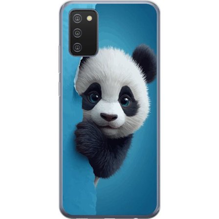 Kompatibelt Mobilskal till Samsung Samsung Galaxy A02s Söt panda som tittar fram genom papper i mjuk 3D-illustration