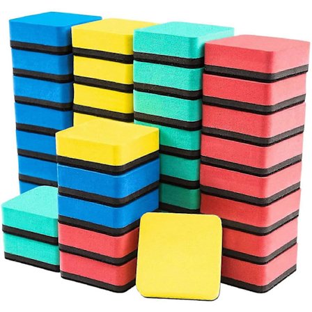 Mini Whiteboard Viskelær, 40 Pakk Magnetiske Whiteboard Viskelær, Tavlerenser, Kompatibel med Klasserom, Hjem, Kontor, 4 Stk