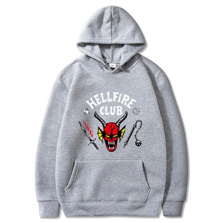 Stranger Things 4 Hellfire Club Hættetrøje Sweatshirt Topp W lysegrå 3XL