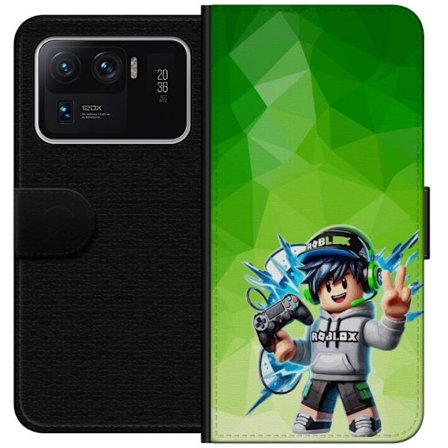 Kompatibelt Lommeboketui til Xiaomi Mi 11 Ultra Roblox-inspirert gamerfigur med headset, håndkontroll og energiske effekter mot grønn bakgrunn