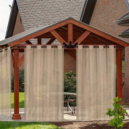 2 stk. Udendørsgardiner til Terrasse Aftagelige for Nem Vandtæt Transparent Gardin til Veranda Havepavillon