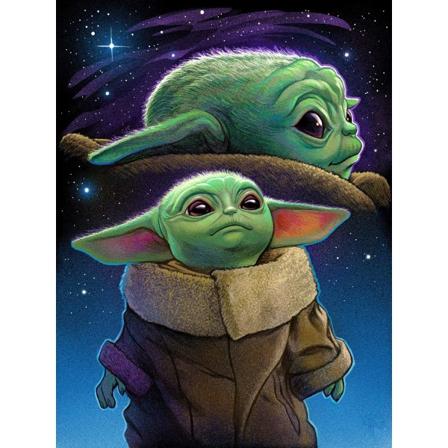 Baby Yoda 5D Diamantmålningssats för jul, DIY Full Rhinest