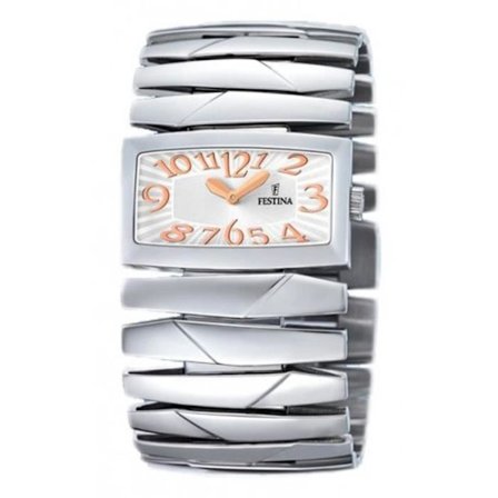 Damklocka - Festina - F167716 - Kvarts - Analog - Rektangulär - Rostfritt stål